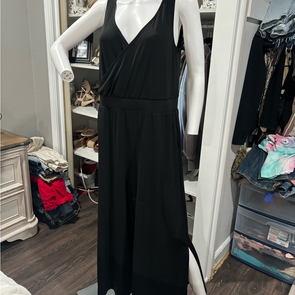 Black sleeveless jumpsuit